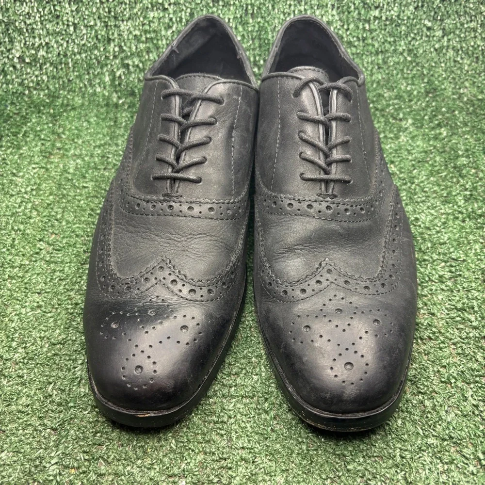 Polo Ralph Lauren Damon Wingtip Brogue Leather Preppy Oxford Black Mens Sz 10.5D